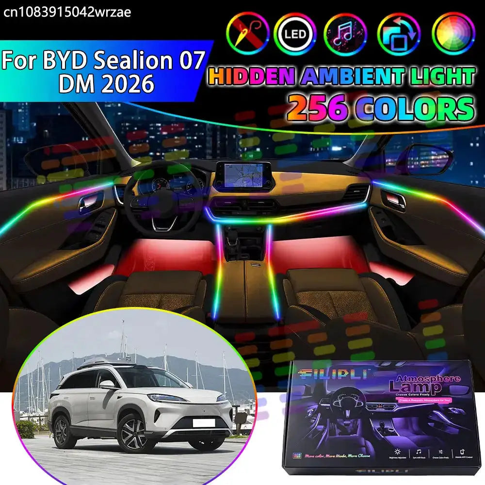 For BYD Sealion 07 DM-i DM 2026 SUV RGB Car Interior Ambient Lights Strips Breathing Lighting Kit App Control LED strips Auto by InterCyprus Trading Ltd