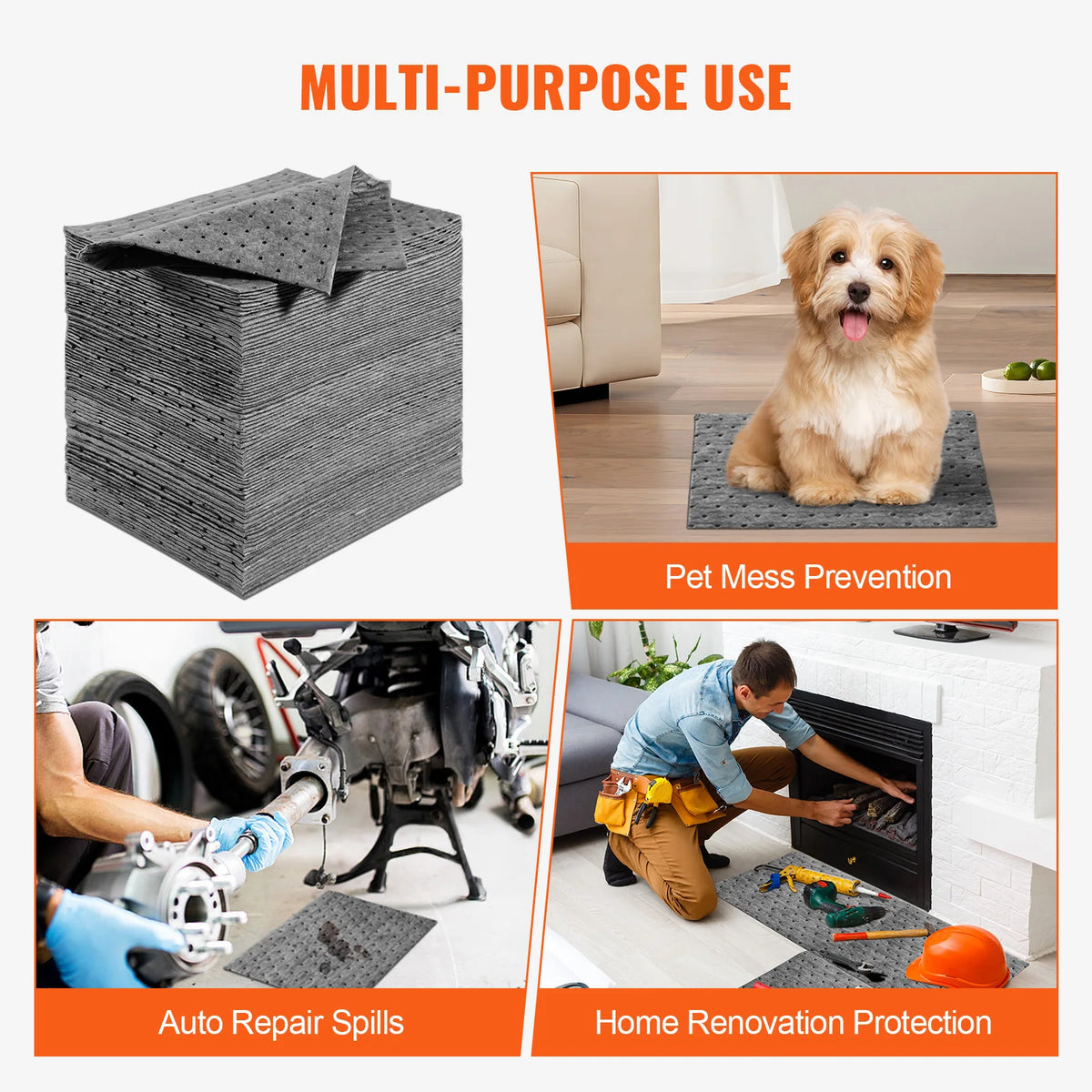 VEVOR Spill Absorbent Pads &ndash; Up To 12 Gal Absorption