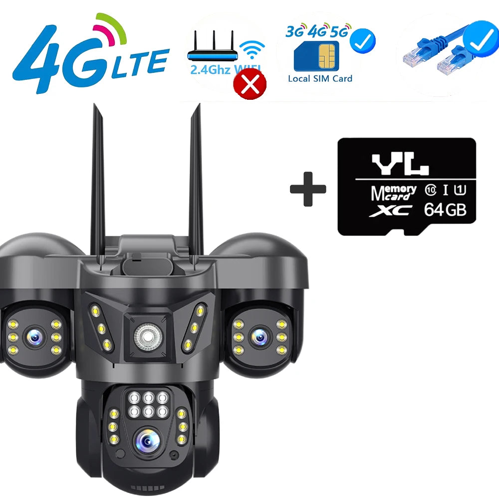 V380 Pro 4G IP Camera 15MP Triple Lenses Triple Screens Human