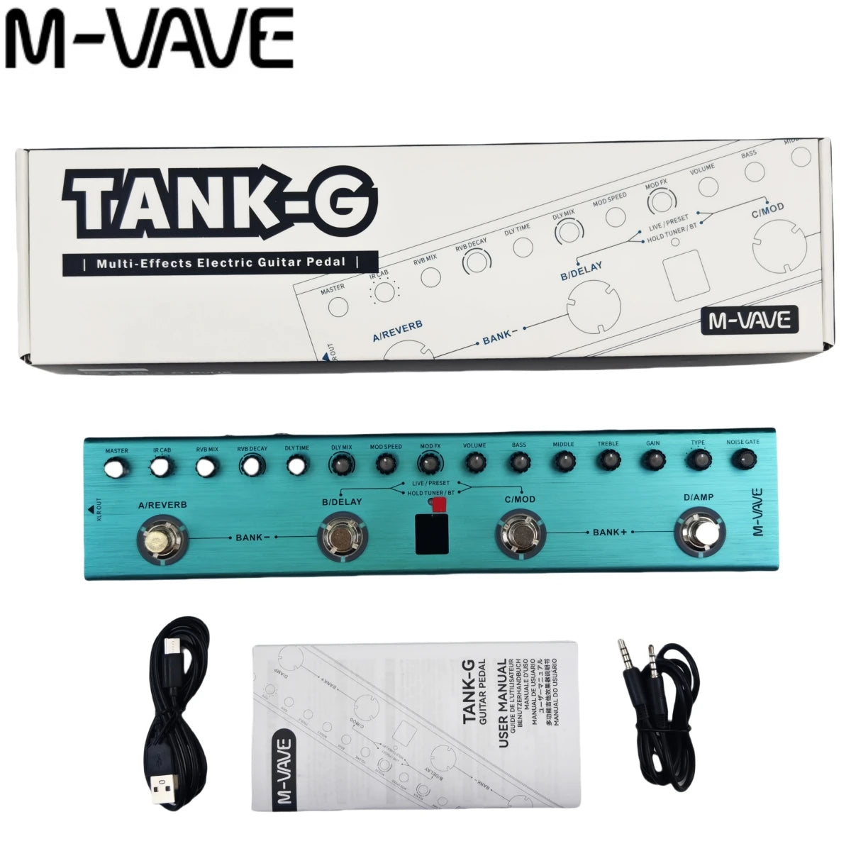 M-VAVE Tank-B/G/MINI Bass Multi-FX Pedal &ndash; 36 Presets TANK-G