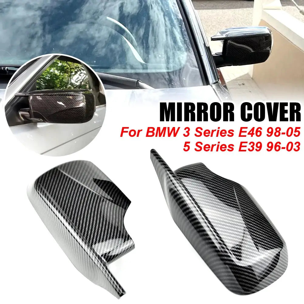 Black Side View Mirror Cover Caps for BMW E46 E39 Sedan by InterCyprus Trading Ltd