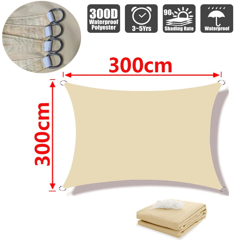 GFDYML Waterproof Sun Shade Sail for Gardens and Terraces Beige 300x300cm