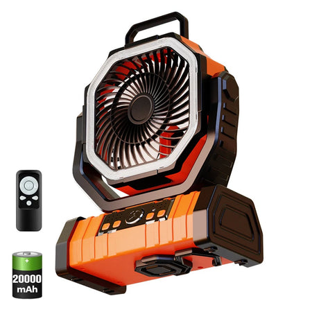 LASUTUM 20000mAh Battery Operated Fan &ndash; Powerful Cooling for Outdoor Adventures Orange 20000mAH