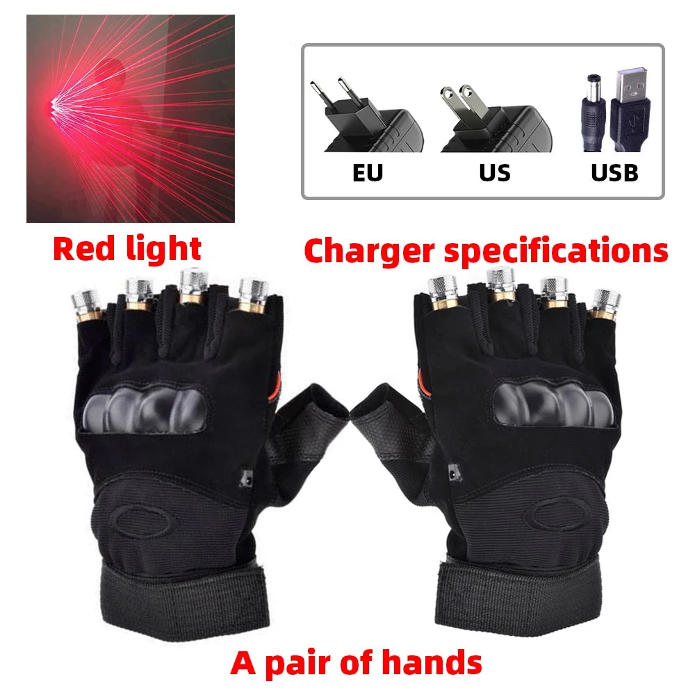 CHEGIT L0465 LED Laser Gloves &ndash; Disco Stage Lighting A pair of red / USB