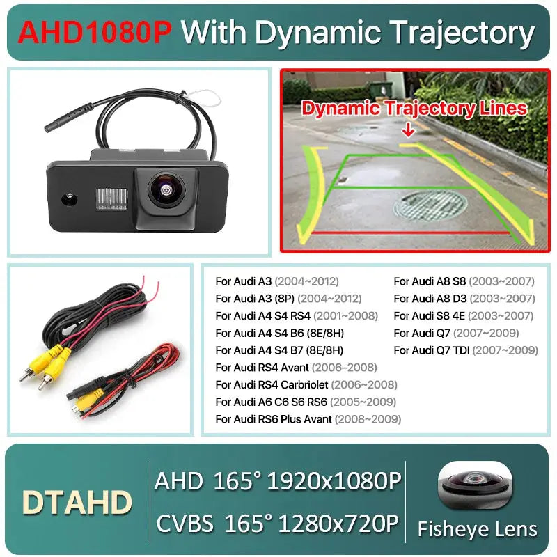 AHD 1080P Car License Plate Light Rear View Reverse Backup Camera For Audi A3 A4 A6 A8 Rs4 RS6 Q5 Q7 2001-2009 Android Unit by InterCyprus Trading Ltd