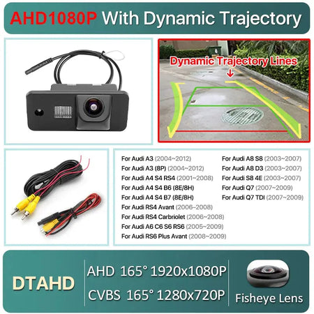 AHD 1080P Car License Plate Light Rear View Reverse Backup Camera For Audi A3 A4 A6 A8 Rs4 RS6 Q5 Q7 2001-2009 Android Unit by InterCyprus Trading Ltd