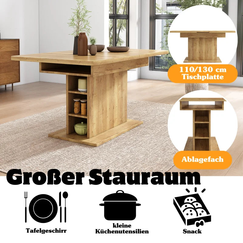 Extendable Modern Dining Table With Storage 110 By 70 Cm