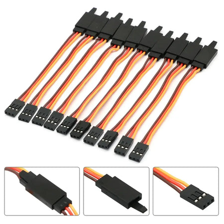 10Pcs 100 /150 / 200 / 300 / 500 / 1000mm Anti-loose 60 Core Servo Extension Lead Wire Cable For RC Futaba JR Male to Female by InterCyprus Trading Ltd
