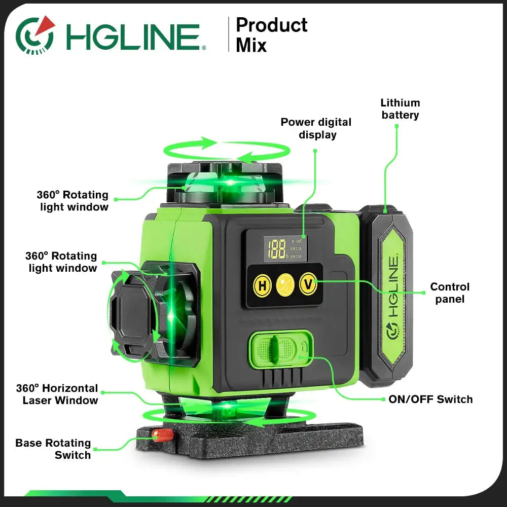 HGLINE 16 Lines 4D Laser Level APP Remote Control Rechargeable Self hgline-16-lines-4d-laser-level-app-remote-control-rechargeable-self