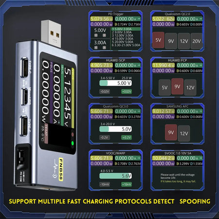 FNIRSI USB Tester Voltmeter Ammeter Type C Fast Charge
