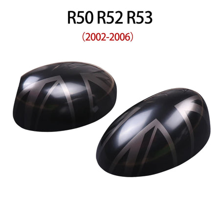 Mini Cooper R50 R52 R53 Black Flag Rear View Mirror Covers - 2PCS Decorative Accessories