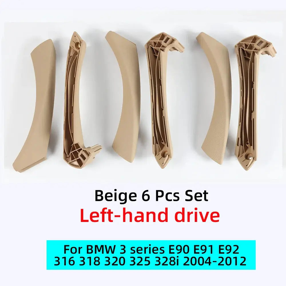6 Pcs Set Interior Door Handles with Cover Trim Gray Beige Black for BMW 3 Series E90 E91 E92 316 318 320 325 328i 330 335 by InterCyprus Trading Ltd