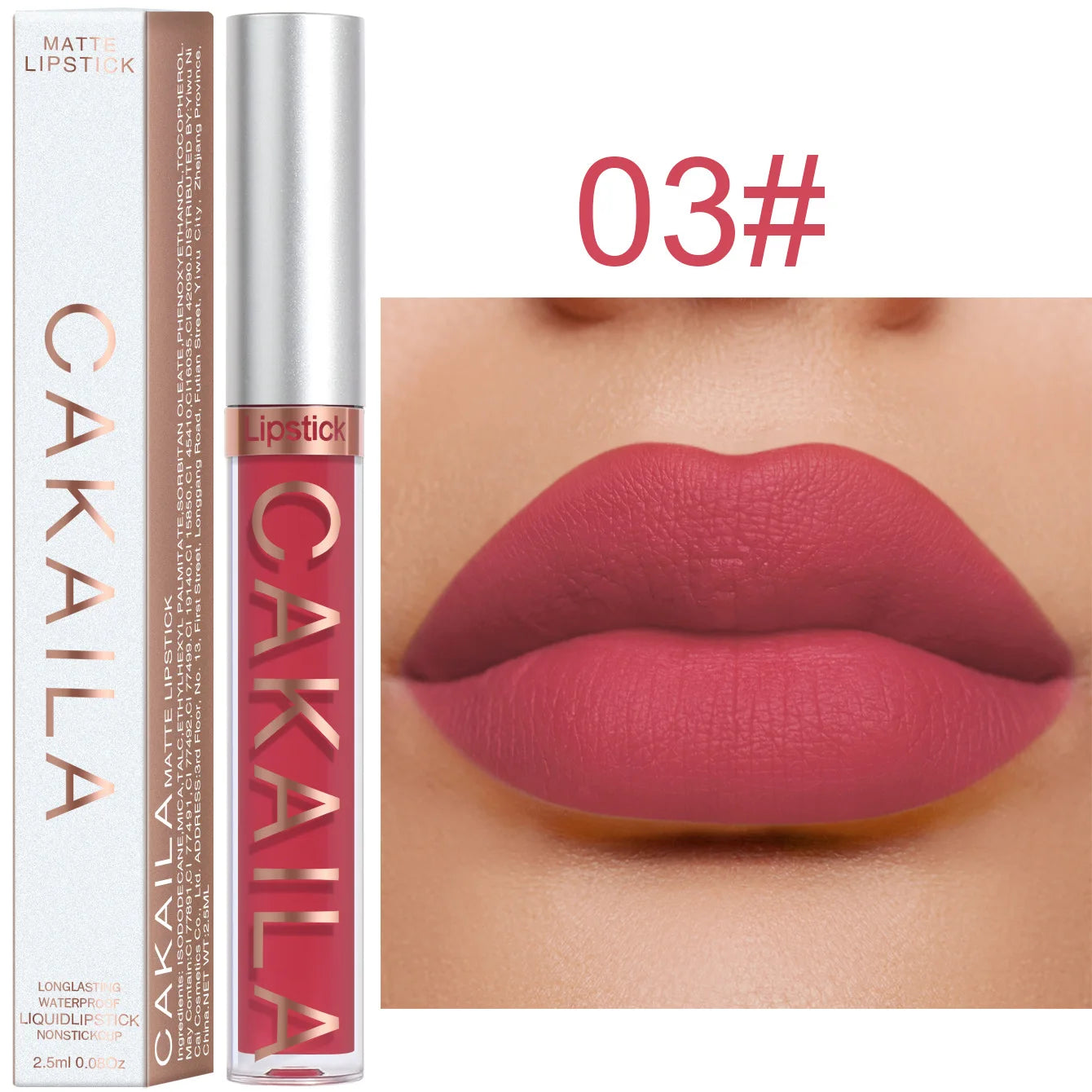 18 Colour Matte Lipstick - Non-Stick Cup Waterproof Lip Gloss 03