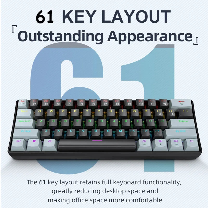 APAYADO K61 Mini Keyboard Wired &ndash; Phantom RGB Lighting