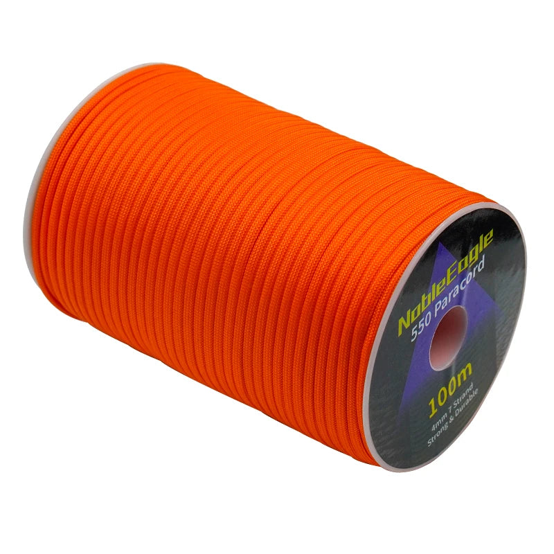 Military 550 Paracord Rope 100M 50M 31M 7 Strand 4mm Parachute Cord Outdoor Camping Survival Gear DIY Bracelet Tent Line 7C Orange / 50M