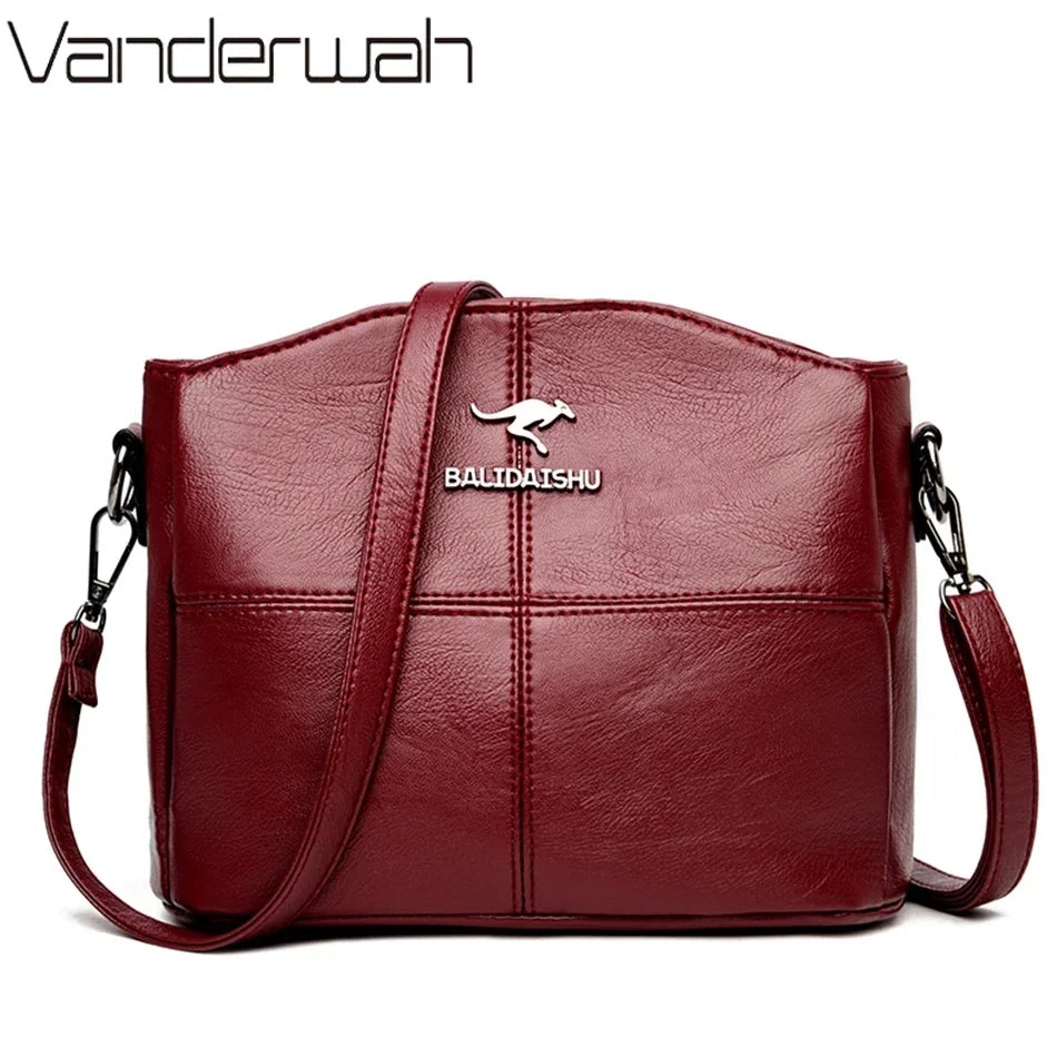 Borsa a tracolla in pelle morbida per donna, borsa a spalla di lusso con cerniera, tasche interne