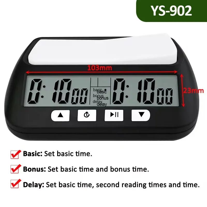 YS9901/YS902 Chess Clock &ndash; Multipurpose Portable Timer YS-902 Black