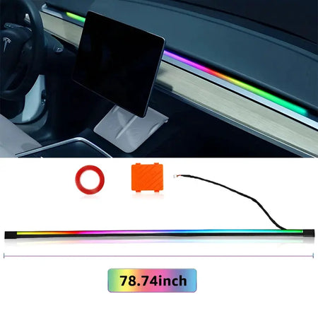 200cm 78inch Car Ambient Light LED Front Dashboard Windshield 64 Color RGB Symphony Interior Acrylic Atmosphere Lamp App Control by InterCyprus Trading Ltd