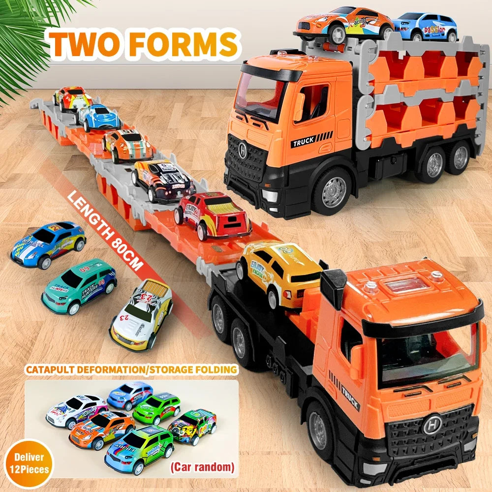 Transporter Folding Track Truck &ndash; Diecast Alloy Mini Car orange