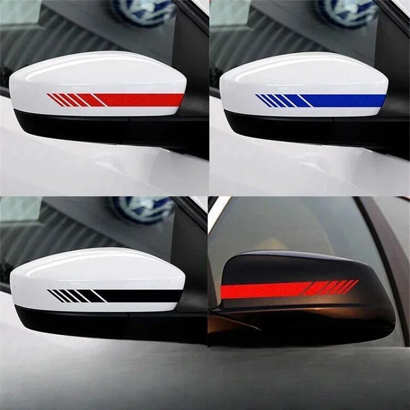 Side Mirror Stickers Color Stripe Decal Universal Car 2Pcs