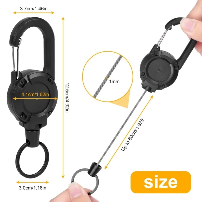 Outdoor Retractable Keychain with Heavy Duty Carabiner &ndash; 2/4/8pcs Badge Holder Reel