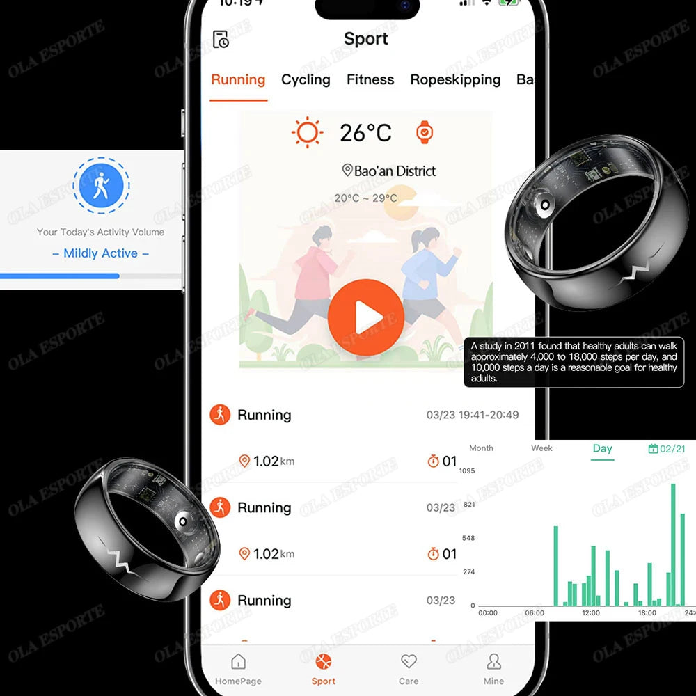 High-end ECG Blood Oxygen Health Smart Ring - 5ATM Waterproof &amp; Multi-Sport Modes