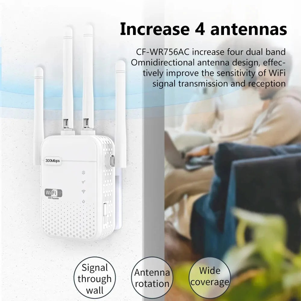 300Mbps Wireless WiFi Repeater 2.4G &ndash; Long Range Coverage