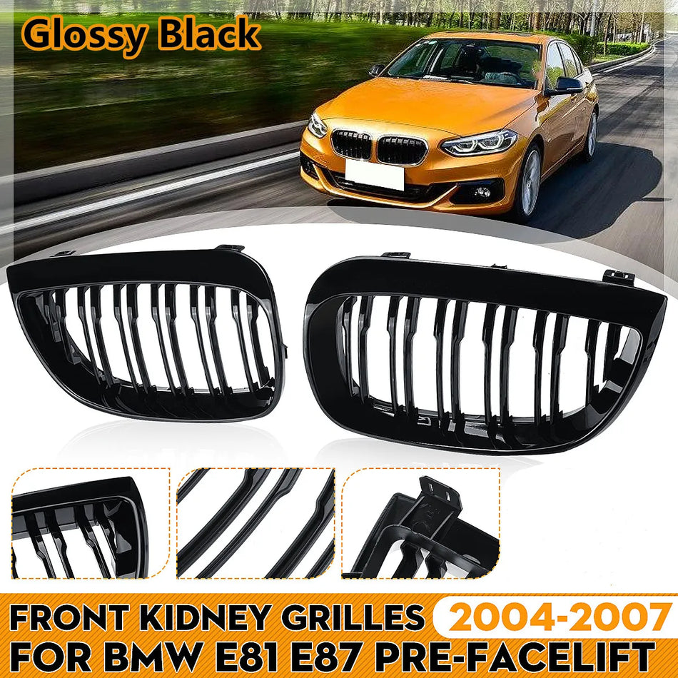 Grile frontale pentru rinichi 2-linii din ABS pentru BMW Seria 1 E81 E87 2004-2007
