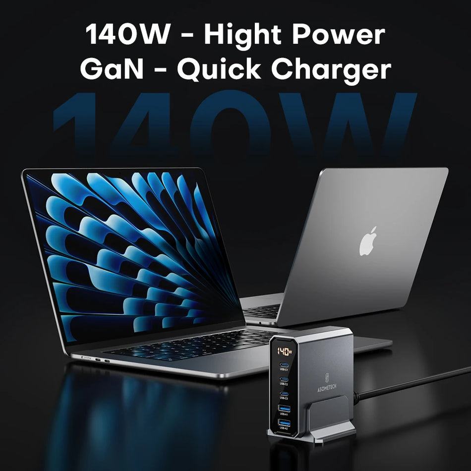 ASOMETECH 140W GaN USB Type C Charger &ndash; Ultra-Fast Quick Charge Technology