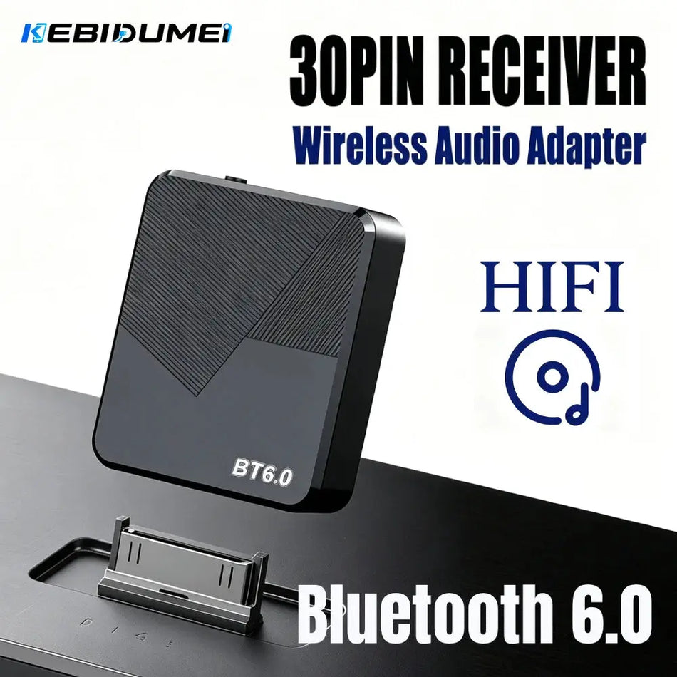 KEBIDUMEI 30 Pin Bluetooth 6.0 Audio Receiver For IPhone IPod 30 PIN Analog Speaker HIFI Stereo 3.5mm Aux Wireless Audio Adapter by InterCyprus Trading Ltd