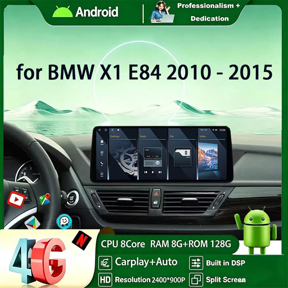 Radio GPS Android de 12,3 inch pentru BMW X1 E84 2010-2015, Carplay wireless BT
