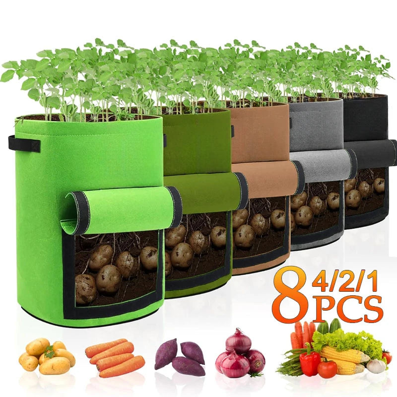 Non-Woven 10-Gallon Potato Planting Grow Bags with Harvest Windows