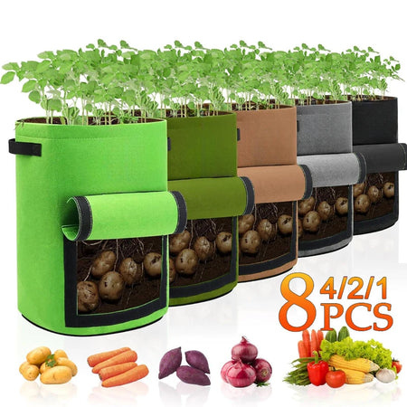 Non-Woven 10-Gallon Potato Planting Grow Bags with Harvest Windows