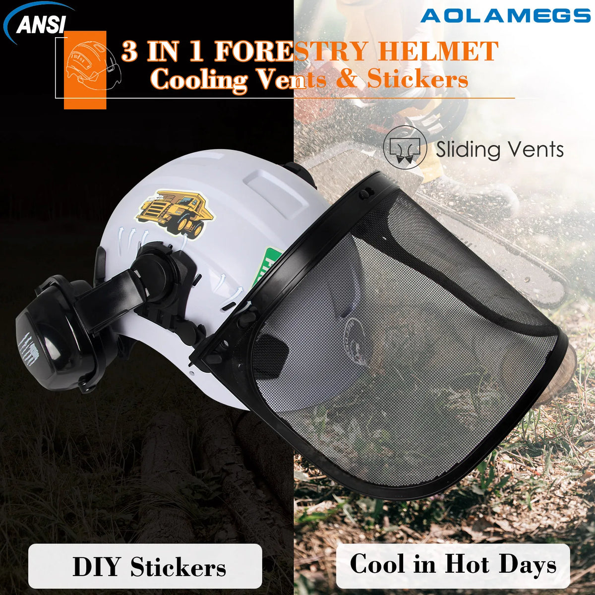 Forestry Safety Helmet SF06 &ndash; Mesh Earmuffs And Stickers
