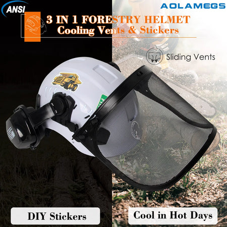 Forestry Safety Helmet SF06 &ndash; Mesh Earmuffs And Stickers