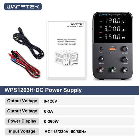 Wanptek 32V 10A Adjustable DC Power Supply with Fast Charging &amp; Memory Function WPS1203H 120V 3A / CHINA / 220V UK Plug