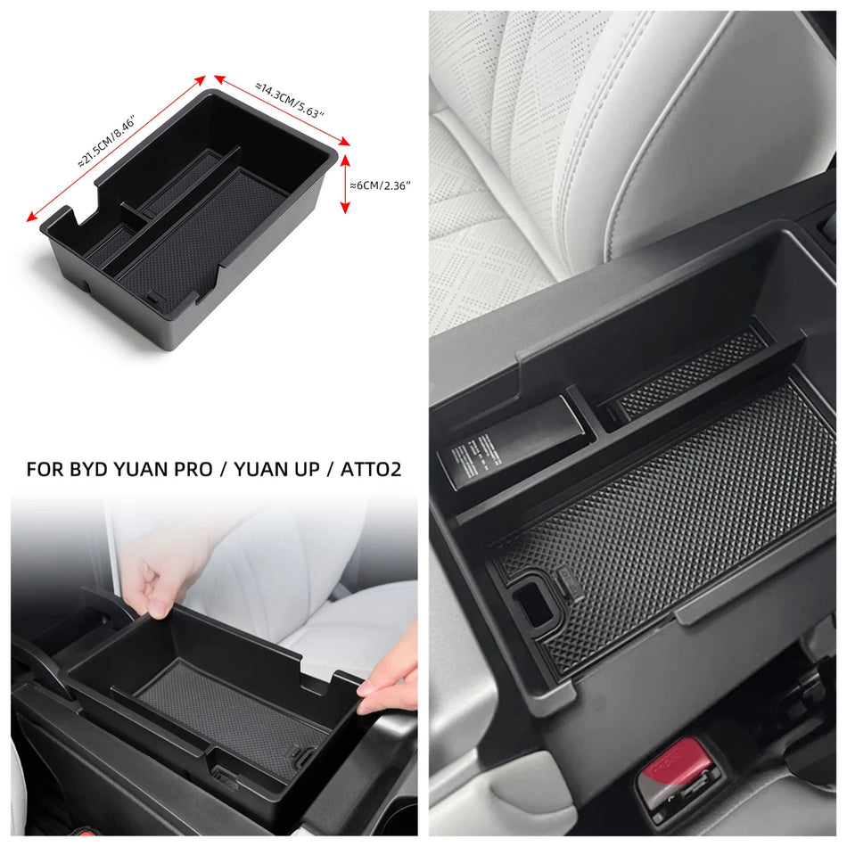 BYD Atto 2 Armrest Storage Box, ABS Plastic with Anti-Scratch Mat