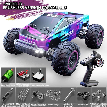 C8821 RC Car &ndash; 4WD Off Road Climbing With LED Lights B Brushless Purple