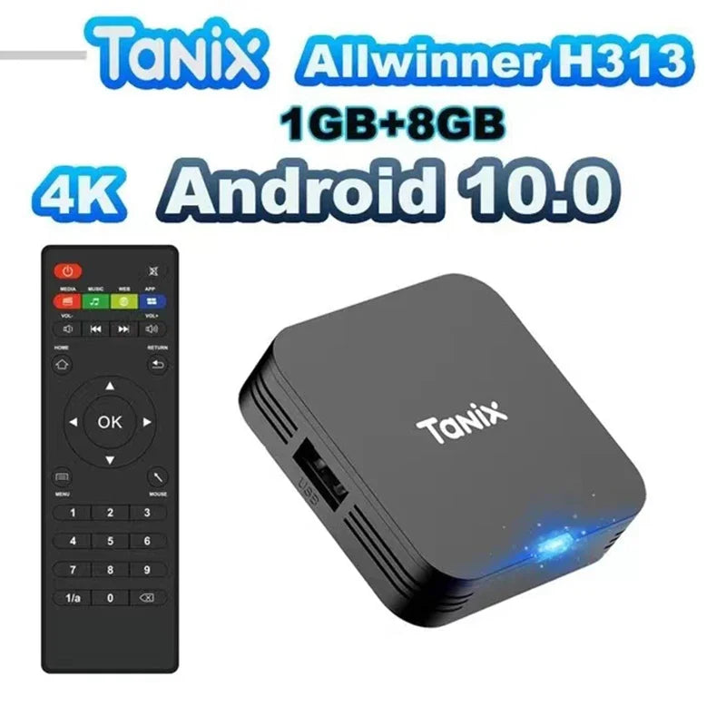 Tanix TX1 Android 10 TV Box - 4K HDR, Allwinner H313, 8GB/16GB Storage TX1-1G8G