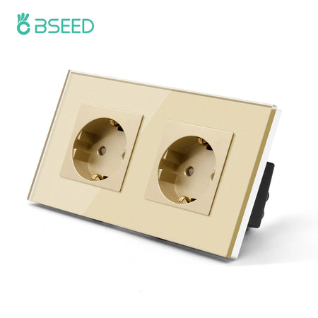 BSEED Touch Switch with USB Sockets and Glass Panel - EU Standard Double Socket / EU standard
