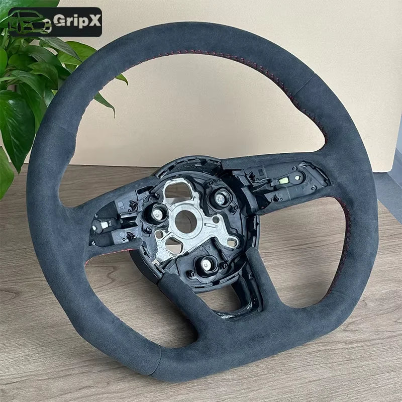 Audi Flat-Bottom Sport Steering Wheel for A3 A4 A5 S3 S4 S5 B9 2017-2020 Leather and Alcantara