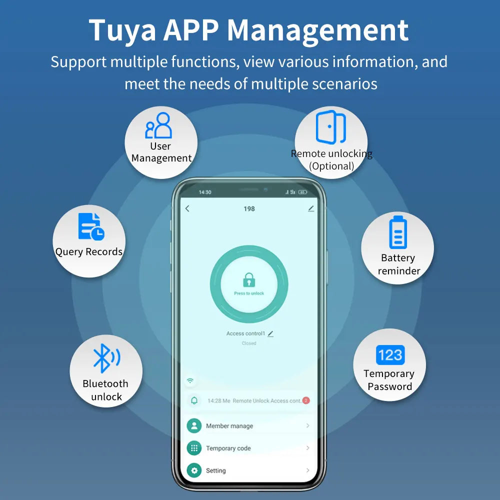 LUCKING DOOR B16-tuya Glass Door Lock &ndash; App Bluetooth Entry
