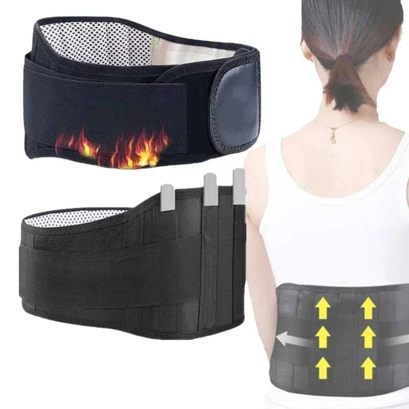 Adjustable Waist Tourmaline Self Heating Magnetic Therapy Back Support Belt &ndash; Enhanced Lumbar Support and Pain Relief Upgrade-4steel plate / M
