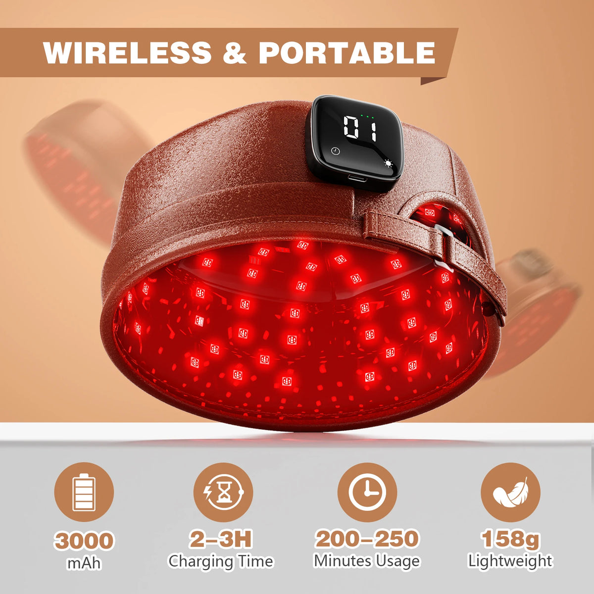 Wireless Hair Growth Cap 120 Diodes &ndash; Lightweight Design