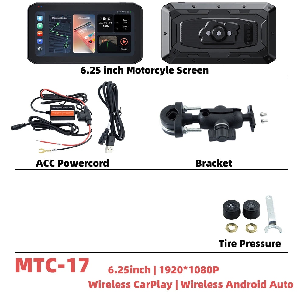 EKIY Wireless CarPlay Moto &ndash; Portable Motorcycle GPS Navigation Screen MTC-17-TP / CHINA / None