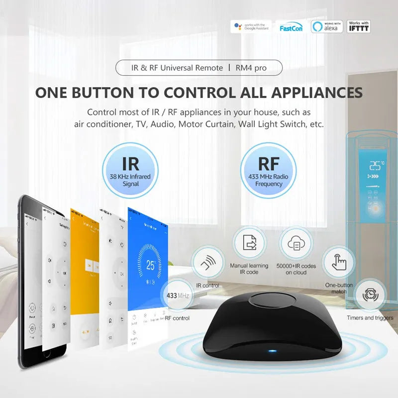 Control Remoto Inteligente Universal Con Wifi IR Y RF Para Alexa Y Google Home