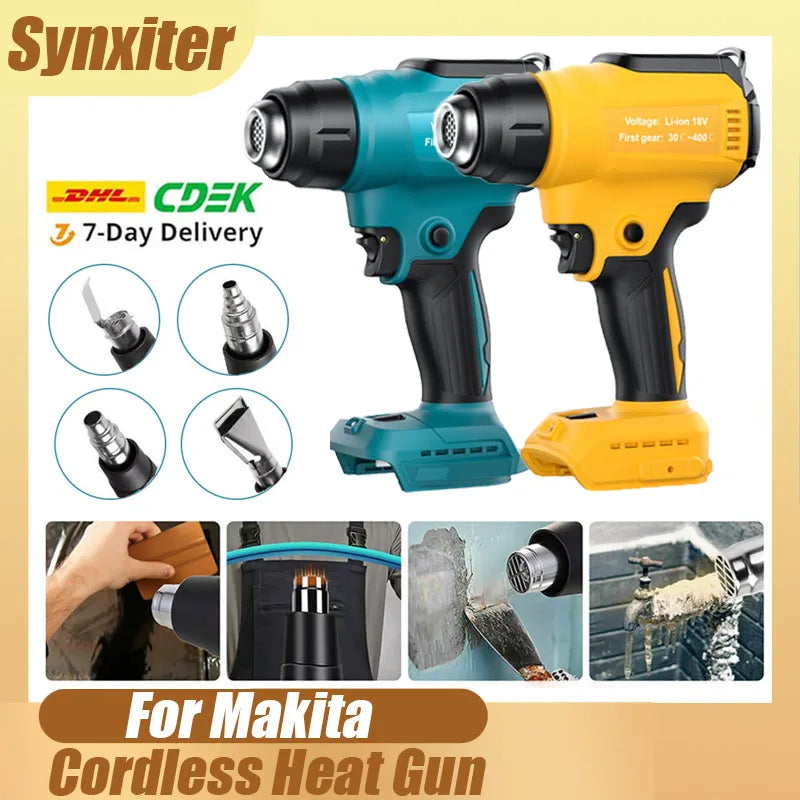 Juhtmeta kuumapüstol Makita ja DeWalt 18V akudele, shrink wrap ready