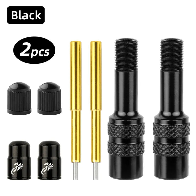 Deemount Fork AV Valve Extender &ndash; Durable Aluminum Alloy Design BLACK 2PCS / CHINA