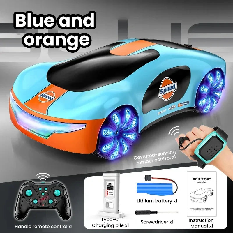 4Wd RC Drift Car Remote Control EV Model 8CH - Gesture Sense Dual control orange