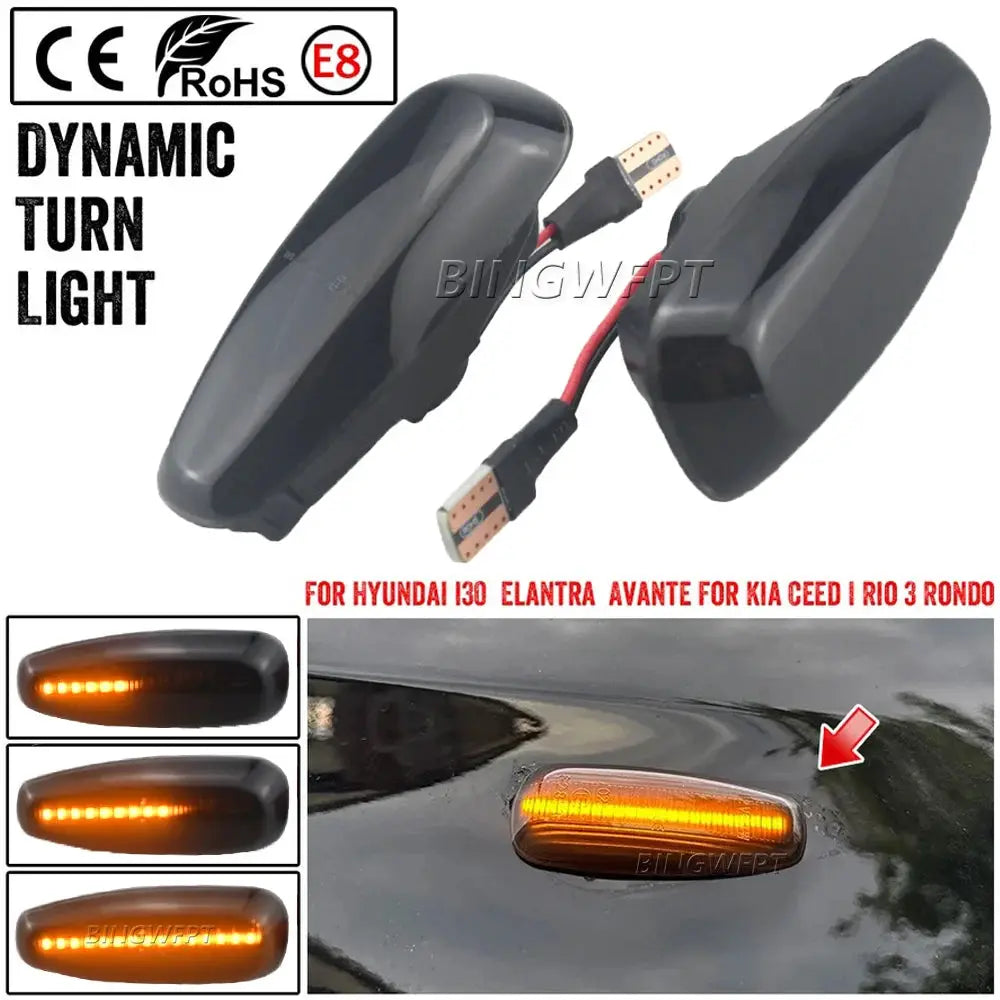 For Hyundai i30 I Hatchback Estate FD Azera Elantra Touring Avante Dynamic Turn Signal Repeater Indicator LED Side Marker Light by InterCyprus Trading Ltd